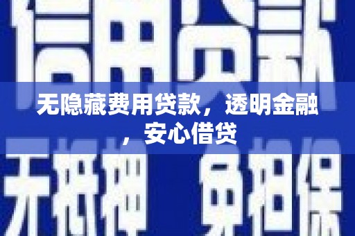 南阳无隐藏费用贷款，透明金融，安心借贷