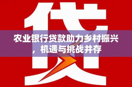 南州农业银行贷款助力乡村振兴，机遇与挑战并存